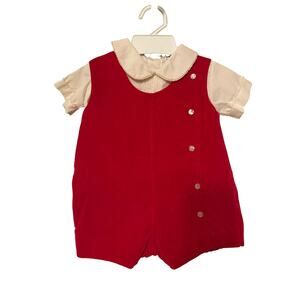Vintage Baby Christmas Red Velvet Romper Outfit
